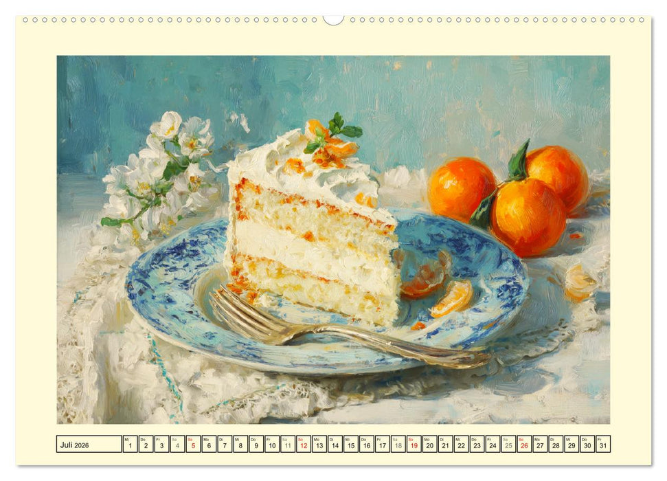 Pattiserie und Pinsel. Tortenträume in kunstvoller Öloptik (CALVENDO Premium Wandkalender 2026)