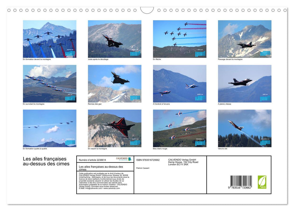 Les ailes françaises au-dessus des cimes (CALVENDO Calendrier mensuel 2026)