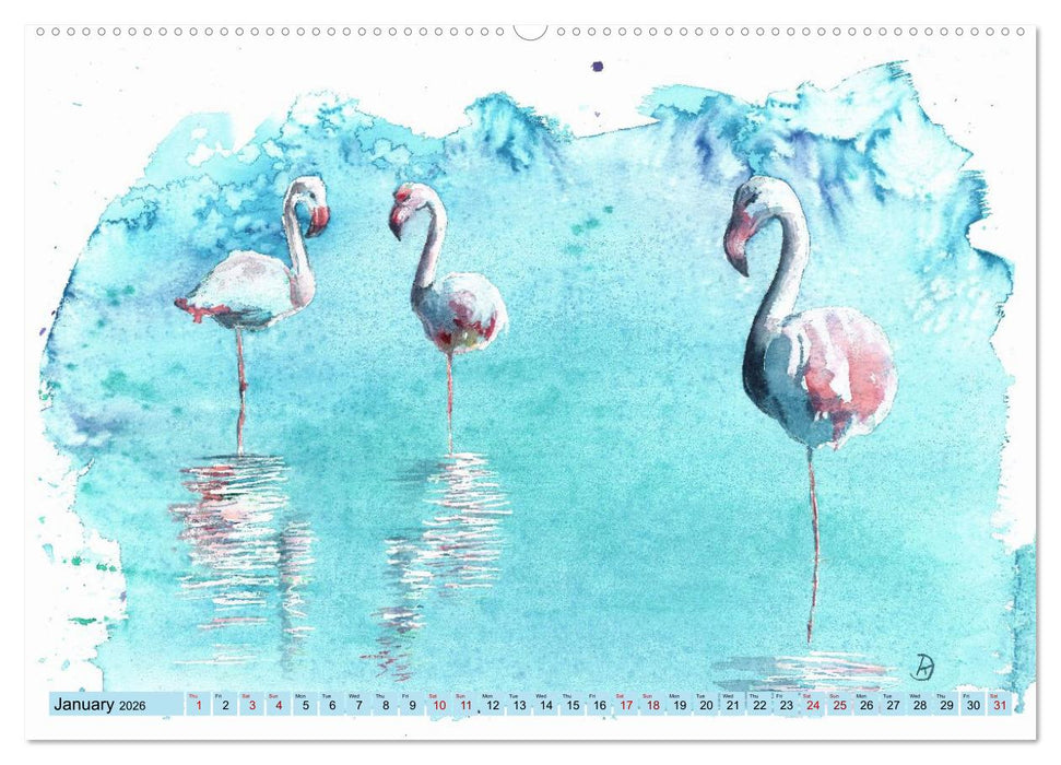 The Fascinating World of Birds in Watercolour (CALVENDO Premium-Calendar 2026)