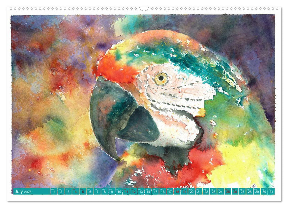 The Fascinating World of Birds in Watercolour (CALVENDO Premium-Calendar 2026)