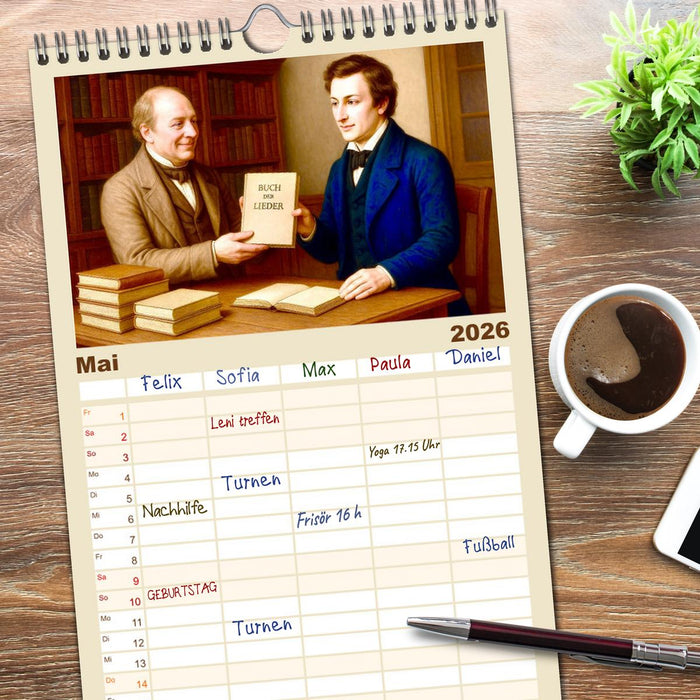 Heinrich Heine. Sein Leben, seine literarischen Werke (CALVENDO Familienplaner 2026)