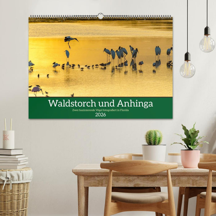 Waldstorch und Anhinga (CALVENDO Wandkalender 2026)