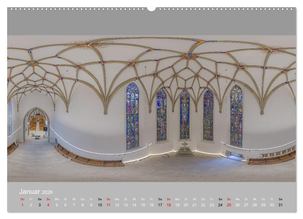 Backnang - Panoramablicke in die Stiftskirche (CALVENDO Wandkalender 2026)