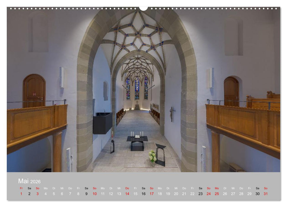 Backnang - Panoramablicke in die Stiftskirche (CALVENDO Wandkalender 2026)
