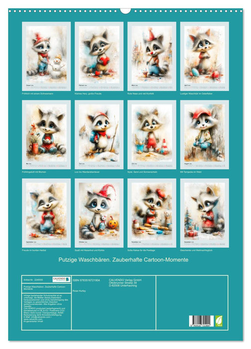 Putzige Waschbären. Zauberhafte Cartoon-Momente (CALVENDO Wandkalender 2026)