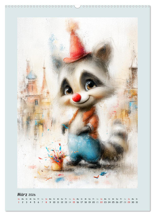 Putzige Waschbären. Zauberhafte Cartoon-Momente (CALVENDO Wandkalender 2026)