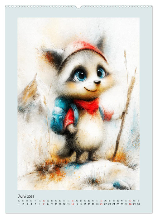 Putzige Waschbären. Zauberhafte Cartoon-Momente (CALVENDO Wandkalender 2026)
