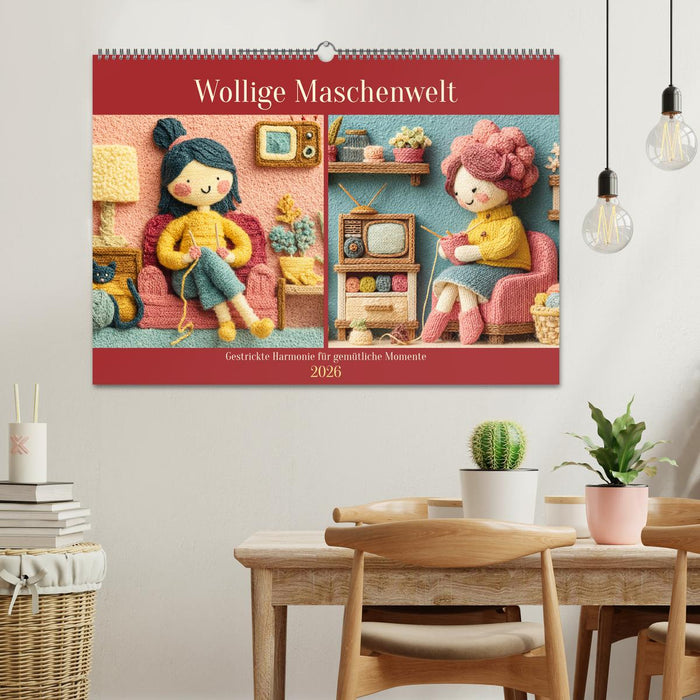 Wollige Maschenwelt. Gestrickte Harmonie für gemütliche Momente (CALVENDO Wandkalender 2026)