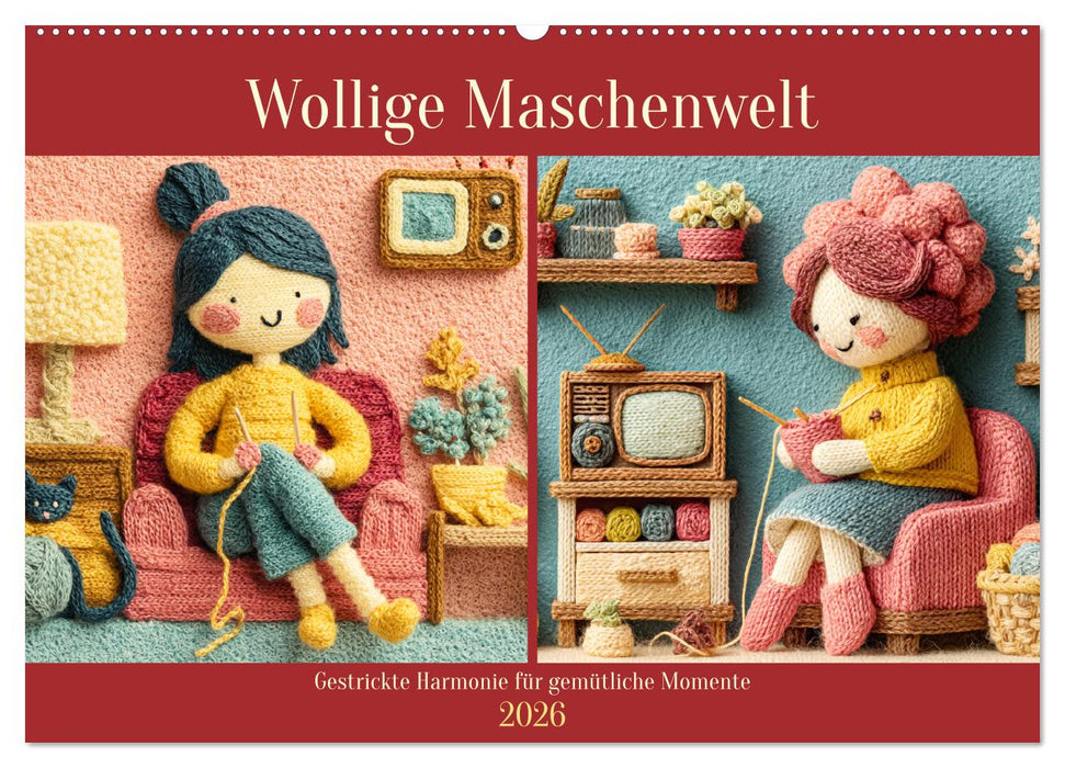 Wollige Maschenwelt. Gestrickte Harmonie für gemütliche Momente (CALVENDO Wandkalender 2026)