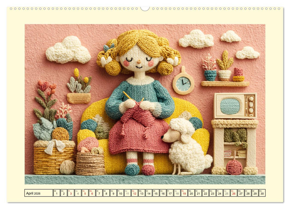 Wollige Maschenwelt. Gestrickte Harmonie für gemütliche Momente (CALVENDO Wandkalender 2026)