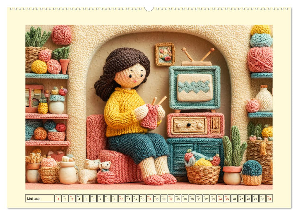 Wollige Maschenwelt. Gestrickte Harmonie für gemütliche Momente (CALVENDO Wandkalender 2026)