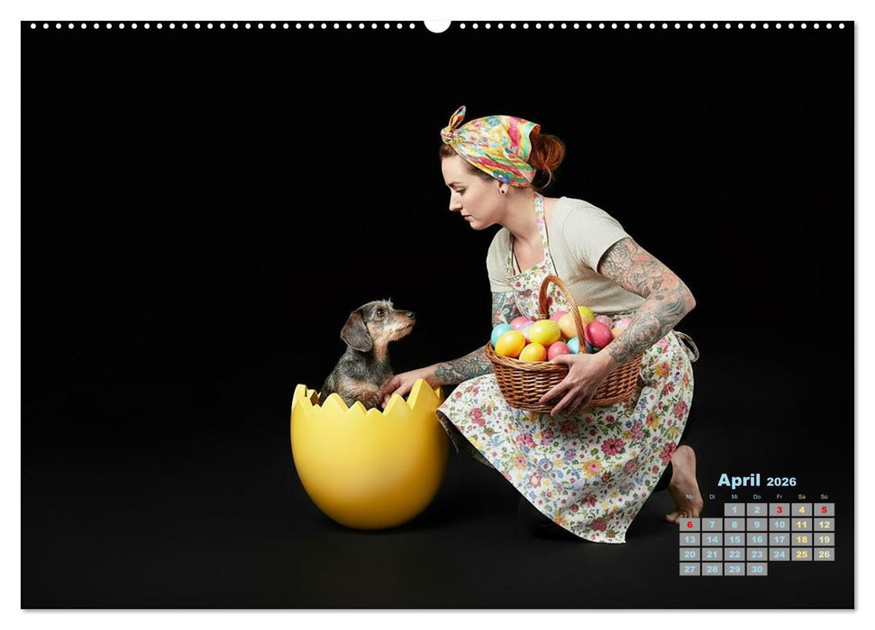 Starke Mädels - Rauhaardackel (CALVENDO Wandkalender 2026)