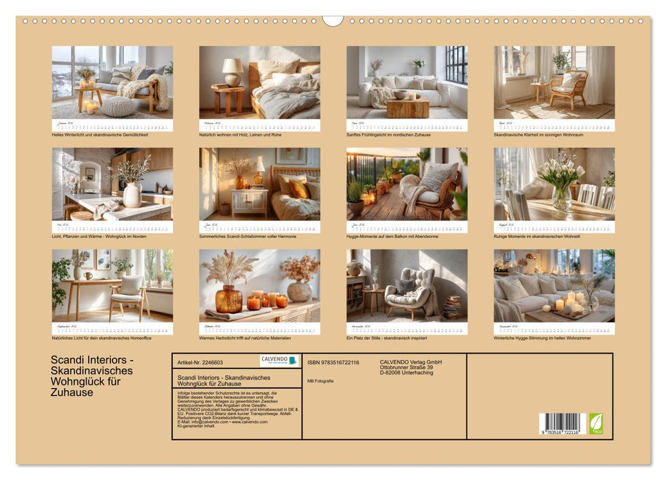 Scandi Interiors - Skandinavisches Wohnglück für Zuhause (CALVENDO Wandkalender 2026)