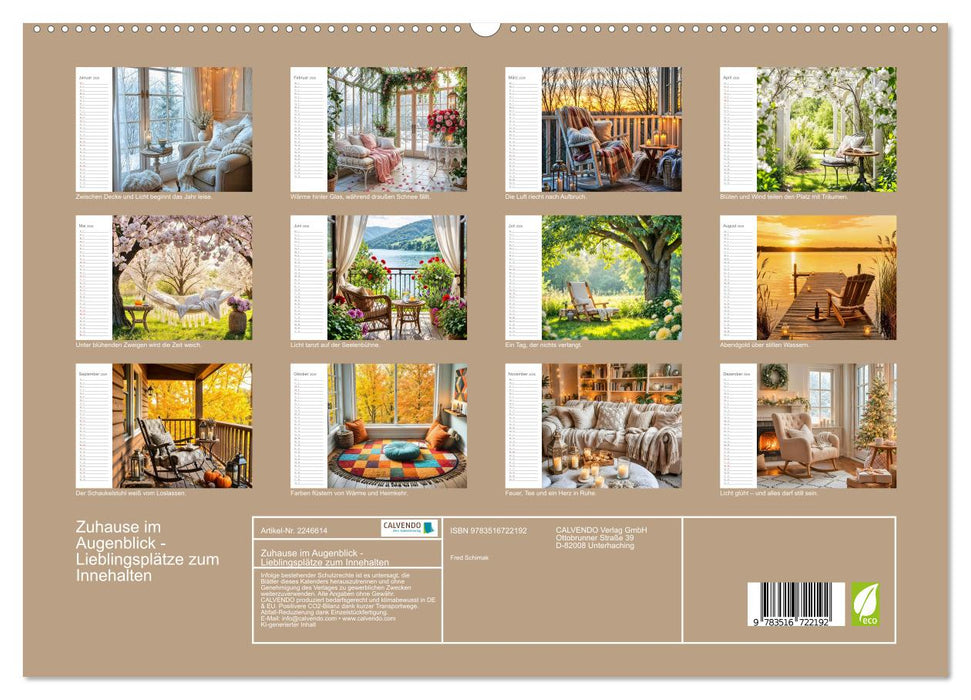 Zuhause im Augenblick - Lieblingsplätze zum Innehalten (CALVENDO Premium Wandkalender 2026)