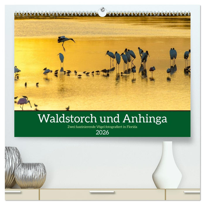 Waldstorch und Anhinga (CALVENDO Premium Wandkalender 2026)