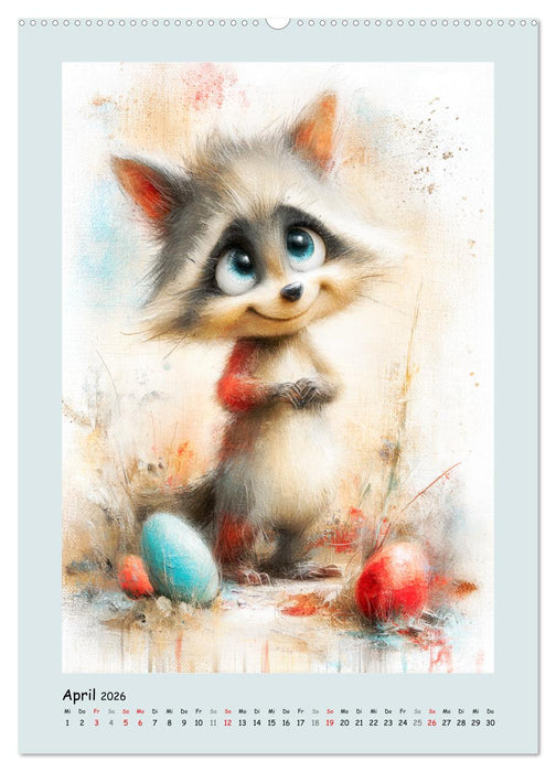 Putzige Waschbären. Zauberhafte Cartoon-Momente (CALVENDO Premium Wandkalender 2026)