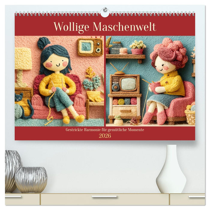 Wollige Maschenwelt. Gestrickte Harmonie für gemütliche Momente (CALVENDO Premium Wandkalender 2026)
