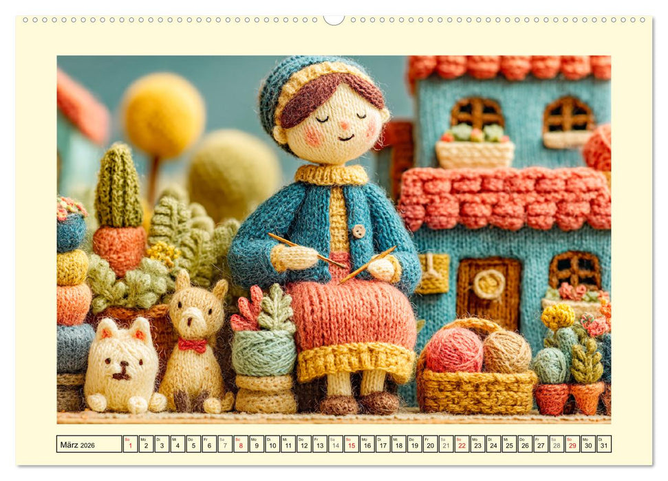 Wollige Maschenwelt. Gestrickte Harmonie für gemütliche Momente (CALVENDO Premium Wandkalender 2026)