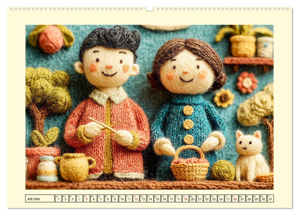 Wollige Maschenwelt. Gestrickte Harmonie für gemütliche Momente (CALVENDO Premium Wandkalender 2026)