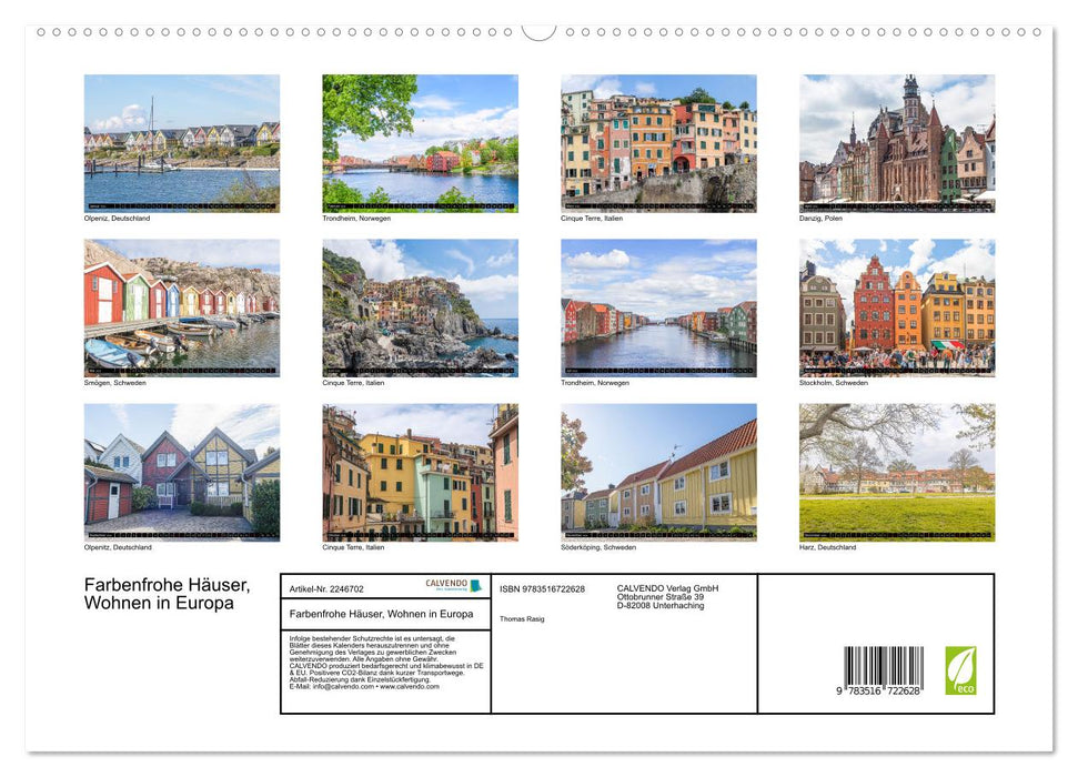 Farbenfrohe Häuser, Wohnen in Europa (CALVENDO Premium Wandkalender 2026)