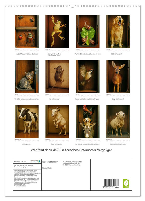 Wer fährt denn da? Ein tierisches Paternoster Vergnügen (CALVENDO Premium Wandkalender 2026)