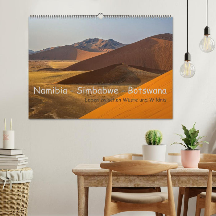 Namibia - Simbabwe - Botswana Leben zwischen Wüste und Wildnis (CALVENDO Wandkalender 2026)