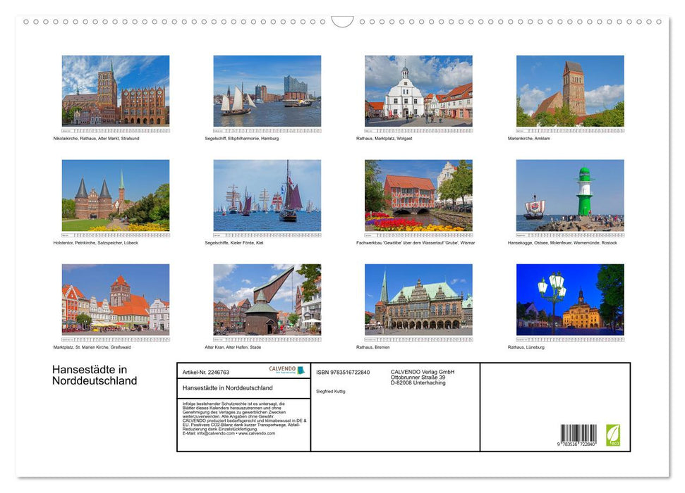 Hansestädte in Norddeutschland (CALVENDO Wandkalender 2026)