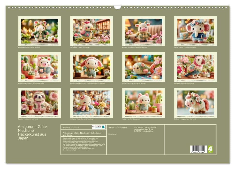 Amigurumi-Glück. Niedliche Häckelkunst aus Japan (CALVENDO Wandkalender 2026)