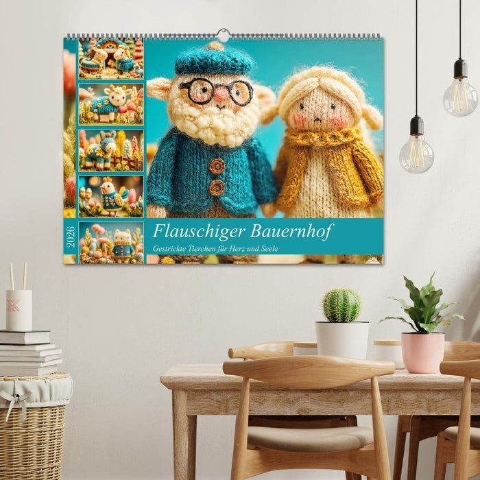Flauschiger Bauernhof. Gestrickte Tierchen für Herz und Seele (CALVENDO Wandkalender 2026)