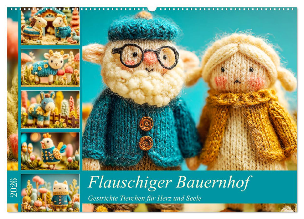Flauschiger Bauernhof. Gestrickte Tierchen für Herz und Seele (CALVENDO Wandkalender 2026)