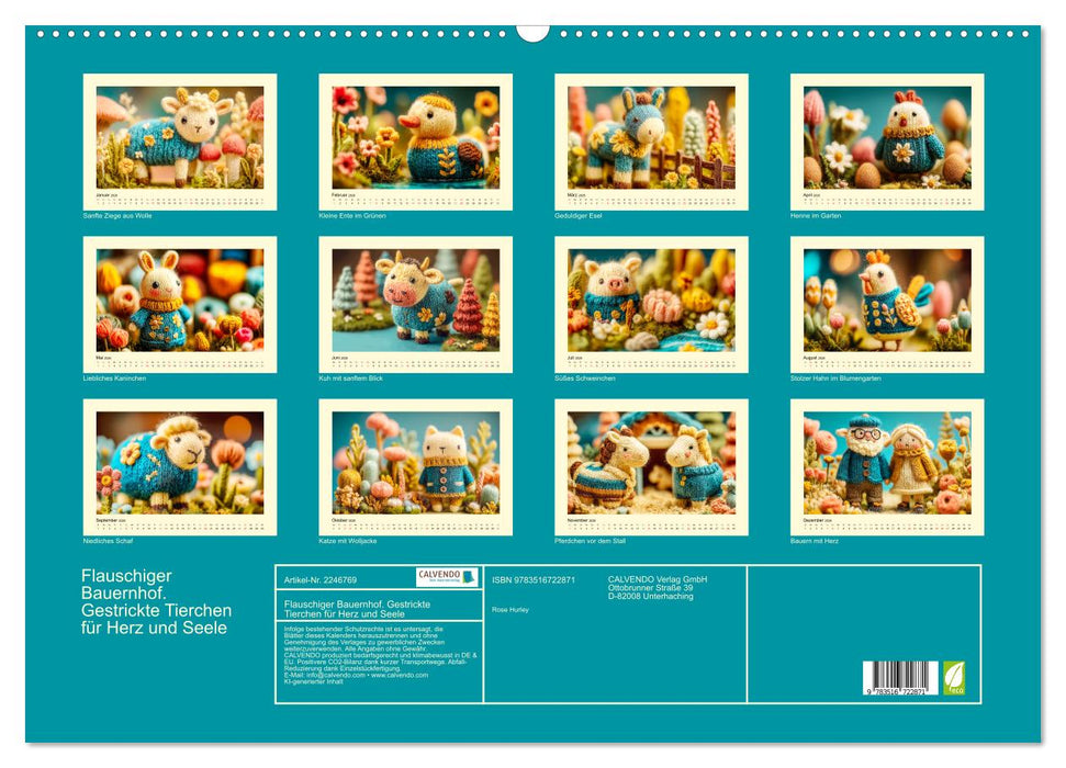 Flauschiger Bauernhof. Gestrickte Tierchen für Herz und Seele (CALVENDO Wandkalender 2026)