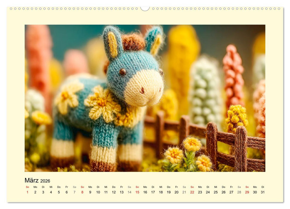 Flauschiger Bauernhof. Gestrickte Tierchen für Herz und Seele (CALVENDO Wandkalender 2026)