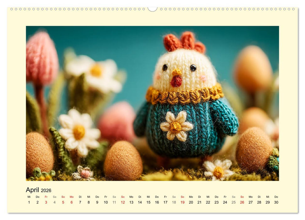 Flauschiger Bauernhof. Gestrickte Tierchen für Herz und Seele (CALVENDO Wandkalender 2026)