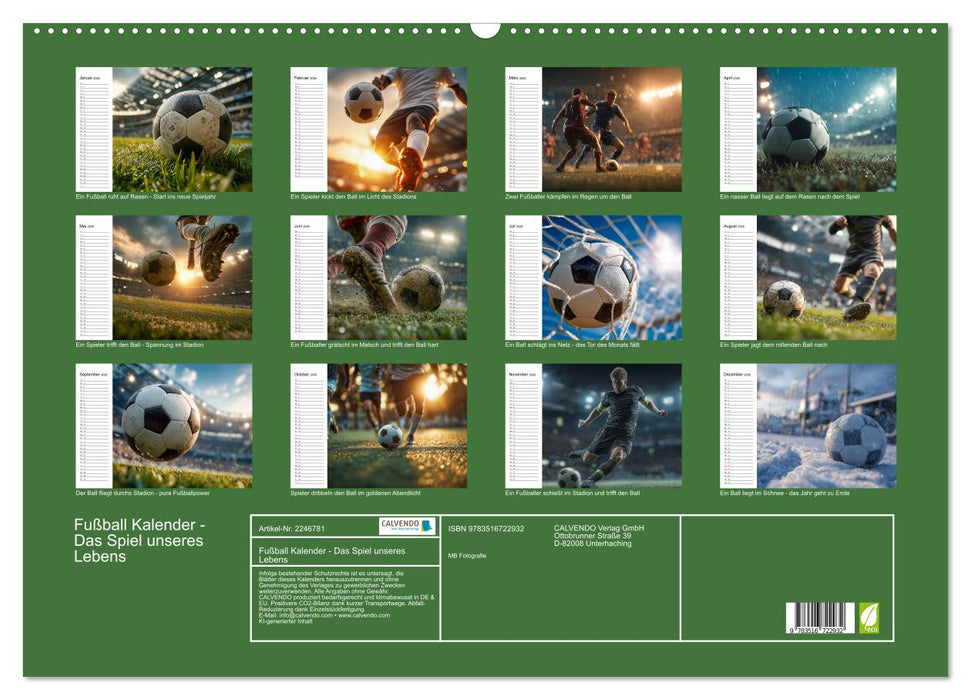 Fußball Kalender - Das Spiel unseres Lebens (CALVENDO Wandkalender 2026)