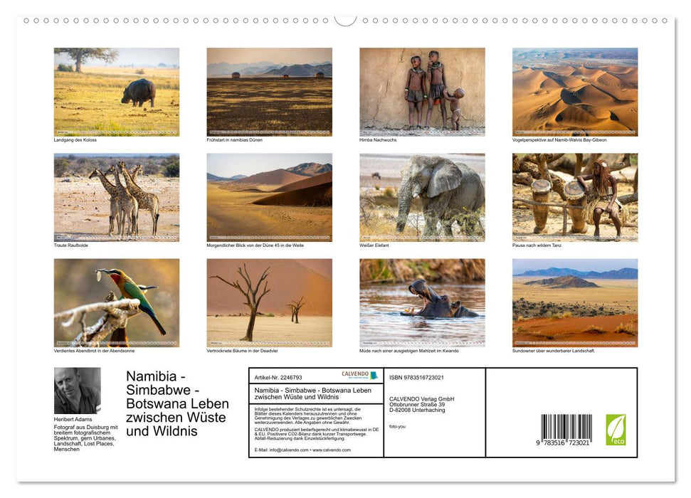 Namibia - Simbabwe - Botswana Leben zwischen Wüste und Wildnis (CALVENDO Premium Wandkalender 2026)