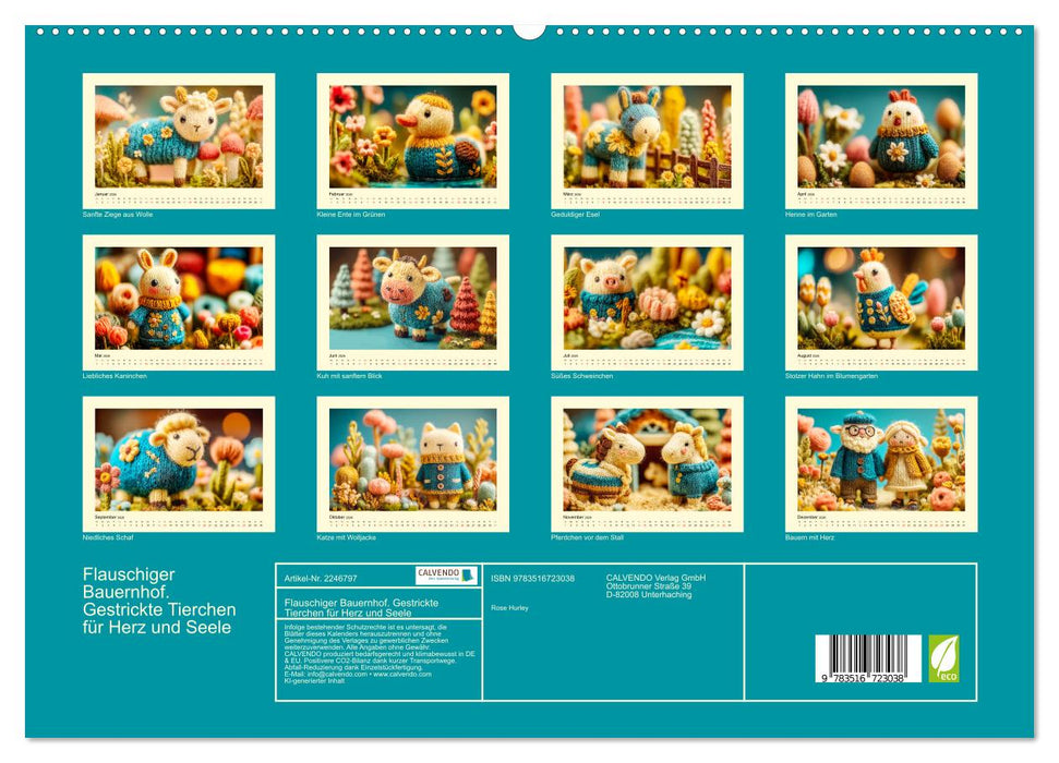 Flauschiger Bauernhof. Gestrickte Tierchen für Herz und Seele (CALVENDO Premium Wandkalender 2026)