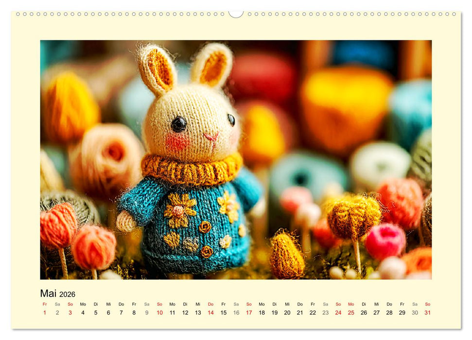 Flauschiger Bauernhof. Gestrickte Tierchen für Herz und Seele (CALVENDO Premium Wandkalender 2026)