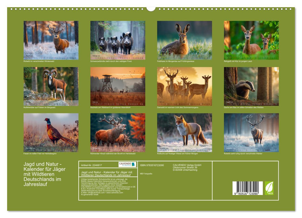 Jagd und Natur - Kalender für Jäger mit Wildtieren Deutschlands im Jahreslauf (CALVENDO Premium Wandkalender 2026)