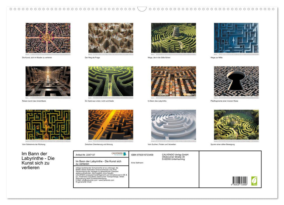 Im Bann der Labyrinthe - Die Kunst sich zu verlieren (CALVENDO Wandkalender 2026)