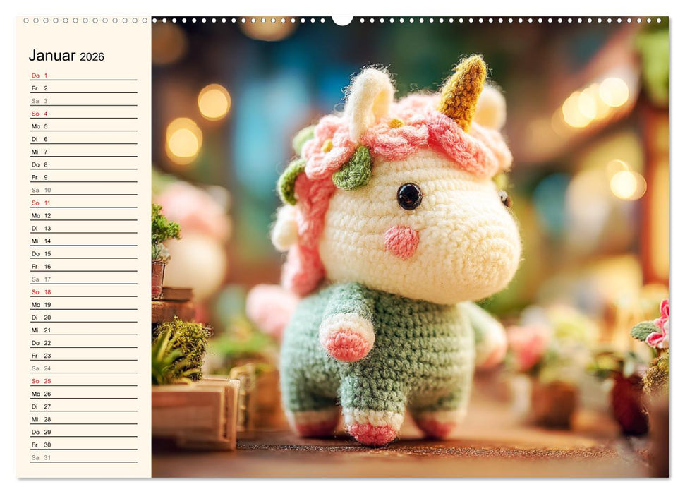Kleine Freunde aus Wolle. Zauberhaft gehäkelte Tierchen (CALVENDO Wandkalender 2026)
