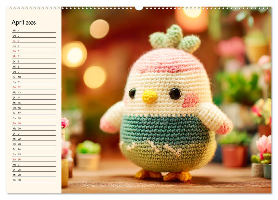 Kleine Freunde aus Wolle. Zauberhaft gehäkelte Tierchen (CALVENDO Wandkalender 2026)