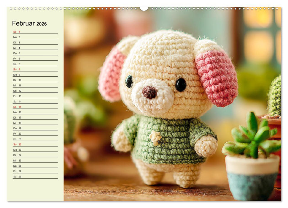 Kleine Freunde aus Wolle. Zauberhaft gehäkelte Tierchen (CALVENDO Premium Wandkalender 2026)