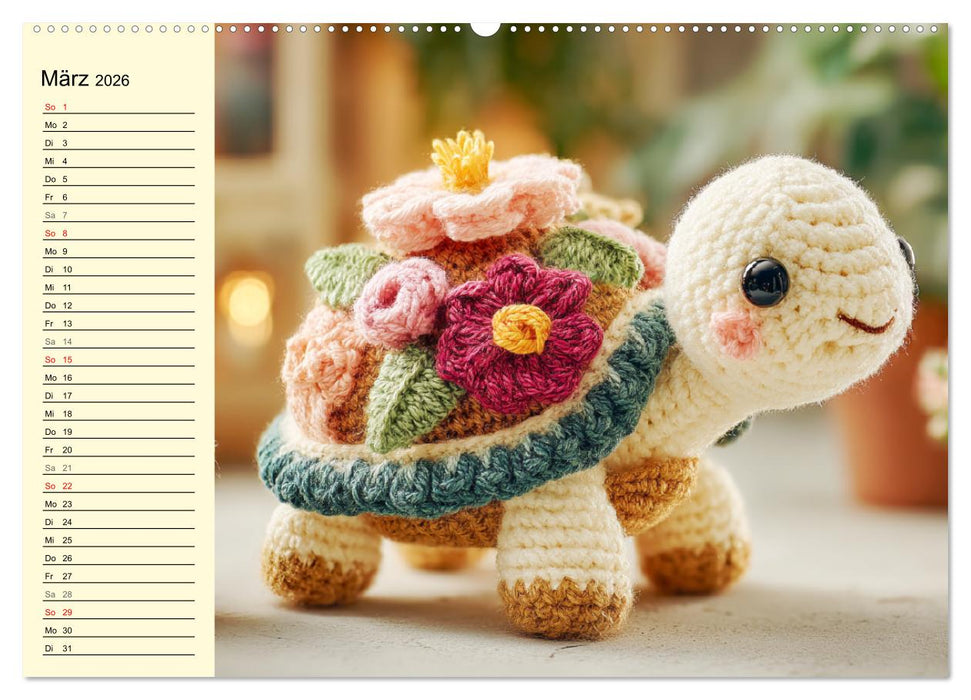 Kleine Freunde aus Wolle. Zauberhaft gehäkelte Tierchen (CALVENDO Premium Wandkalender 2026)