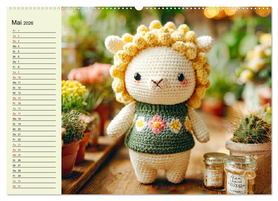 Kleine Freunde aus Wolle. Zauberhaft gehäkelte Tierchen (CALVENDO Premium Wandkalender 2026)