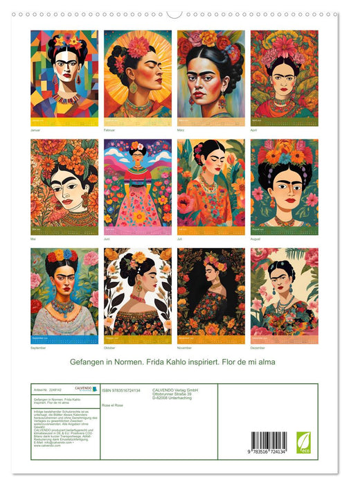 Gefangen in Normen. Frida Kahlo inspiriert. Flor de mi alma (CALVENDO Premium Wandkalender 2026)