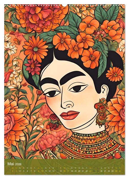 Gefangen in Normen. Frida Kahlo inspiriert. Flor de mi alma (CALVENDO Premium Wandkalender 2026)