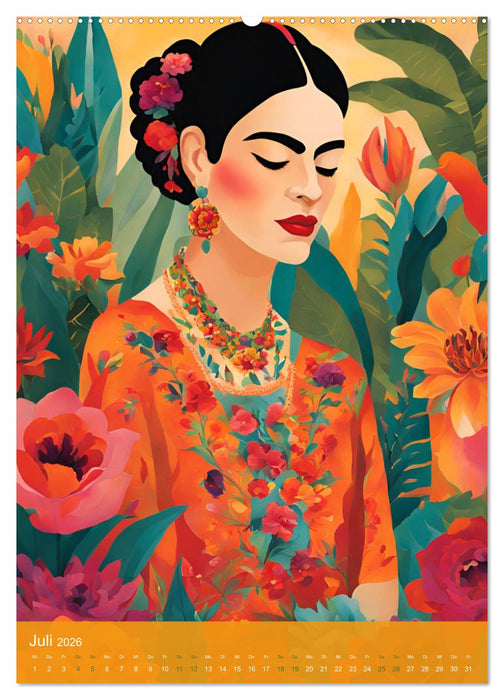 Gefangen in Normen. Frida Kahlo inspiriert. Flor de mi alma (CALVENDO Premium Wandkalender 2026)
