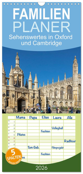 Sehenswertes in Oxford und Cambridge (CALVENDO Familienplaner 2026)
