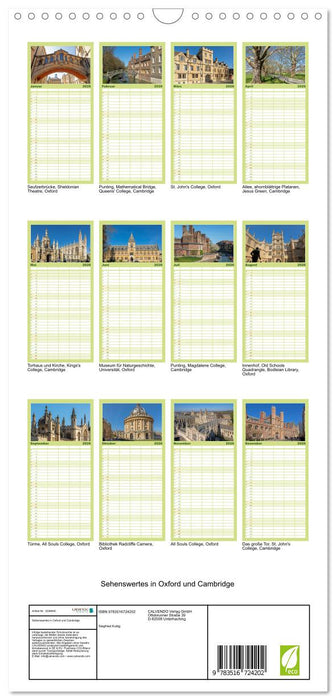 Sehenswertes in Oxford und Cambridge (CALVENDO Familienplaner 2026)