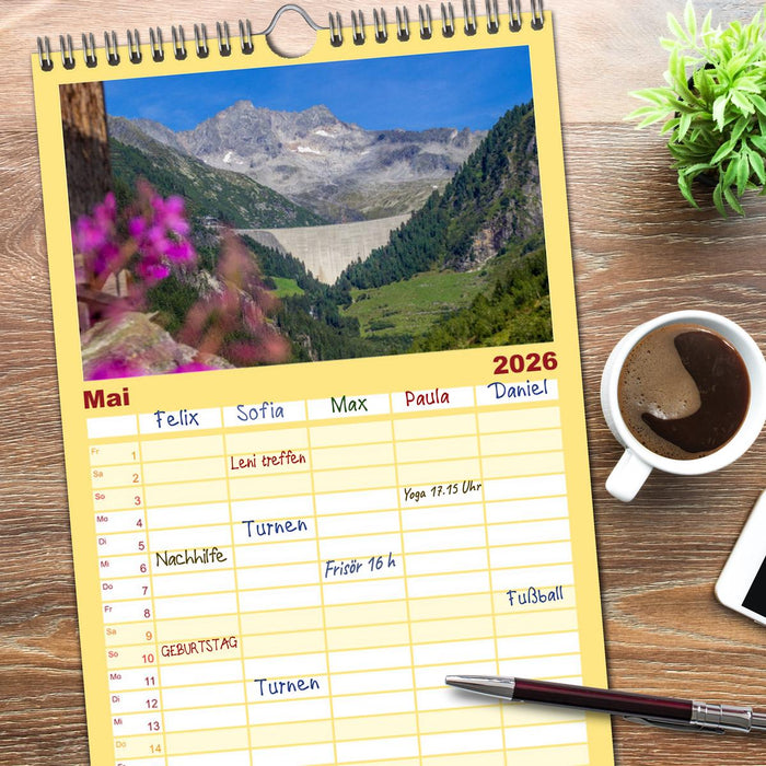 Die Zillertaler Alpen (CALVENDO Familienplaner 2026)